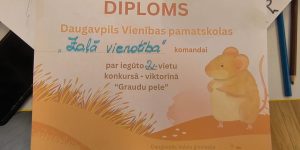 Diploms Daugavpils Vienības pamatskolas "Zaļā vienotība" komandai par iegūto 2. vietu