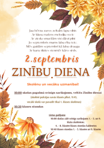 Zinību dienas plāns 2. septembrī